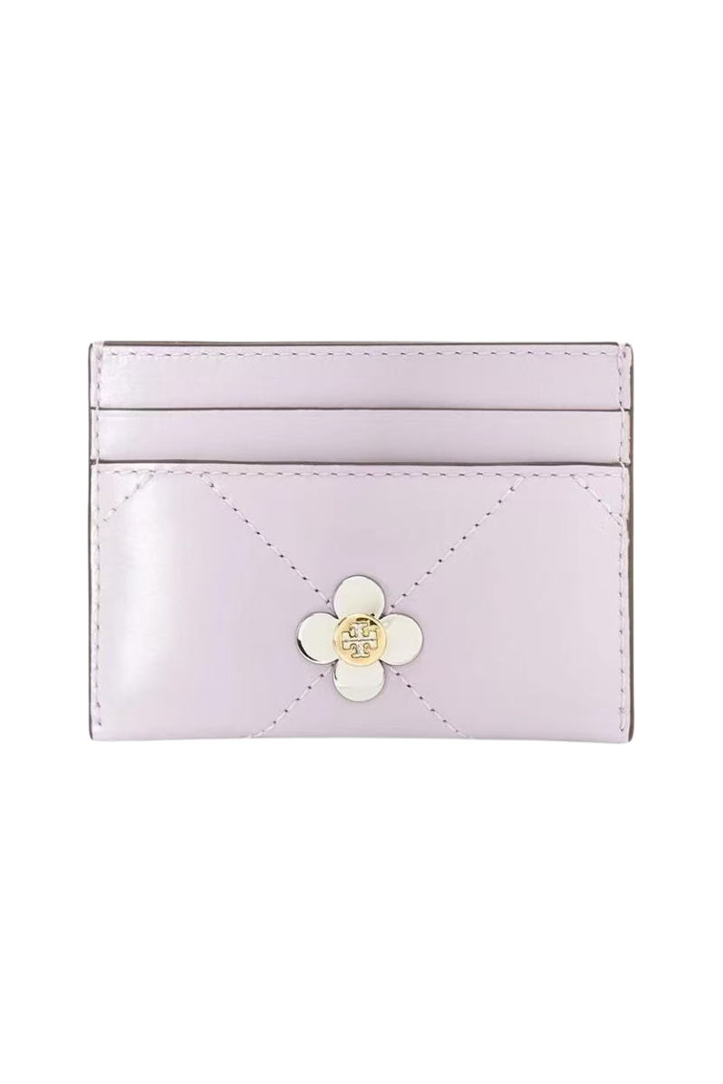 Tory Burch Kira Clover Diamond Quilt Card Case Purple Heather 165049-500