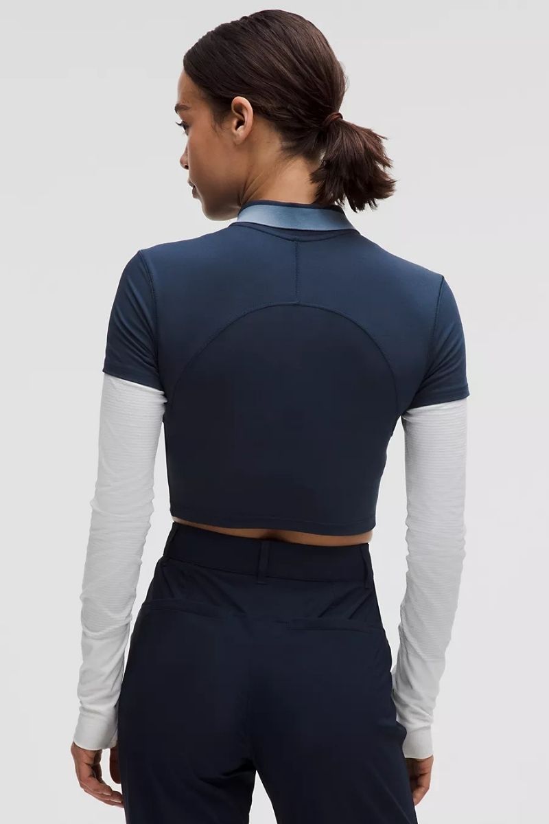 Lululemon Pique Slim-Fit Cropped Polo-Club Blue/Washed Denim