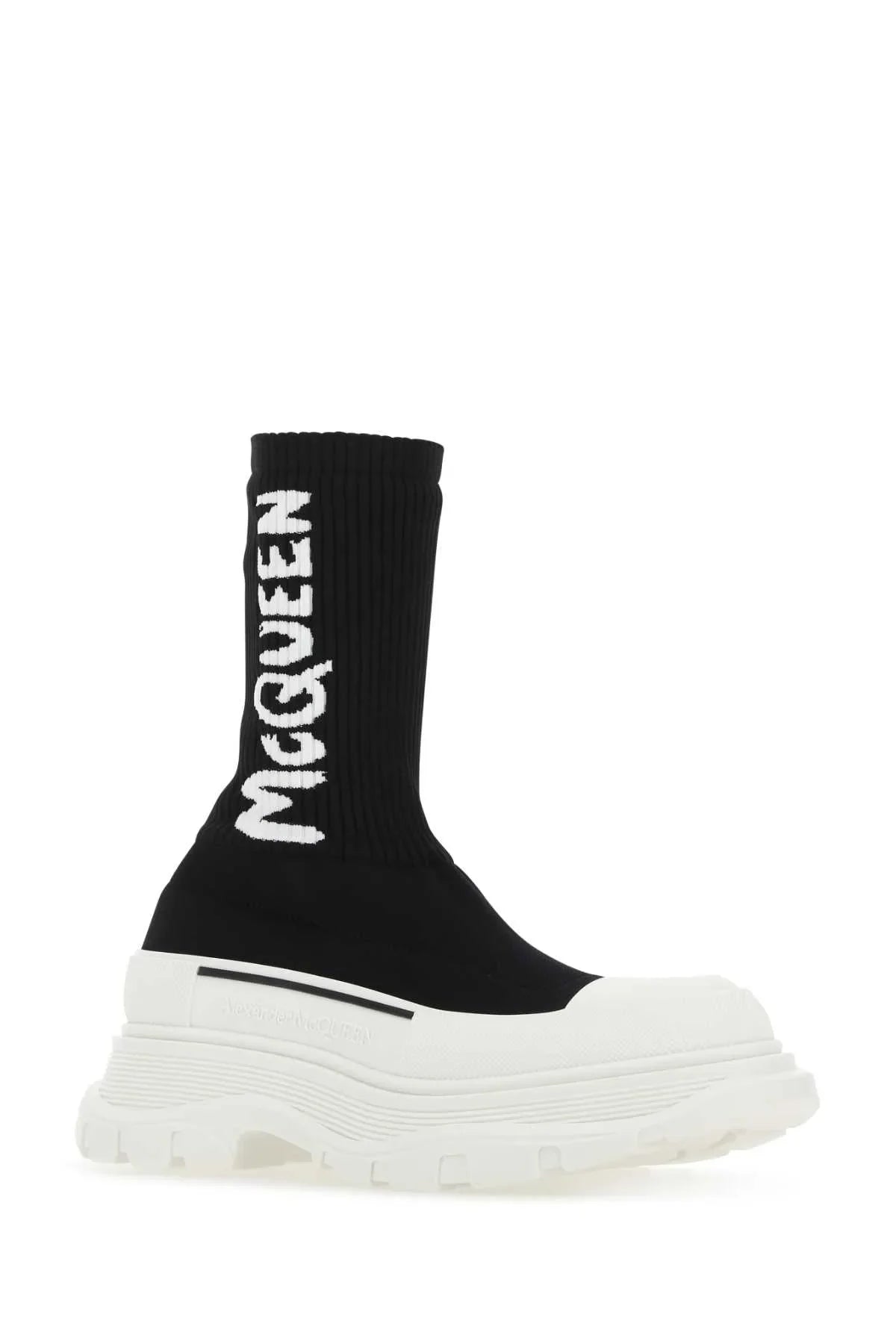 Alexander McQueen Black Stretch Nylon Tread Slick Sneakers