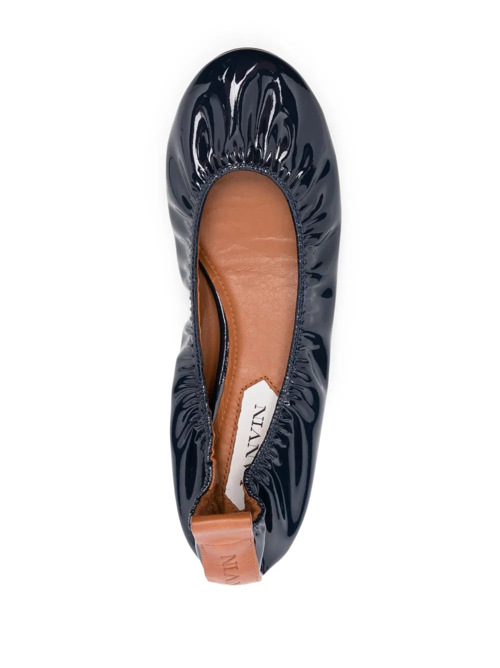 Lanvin Patent Leather Ballerina Flats in Navy Blue