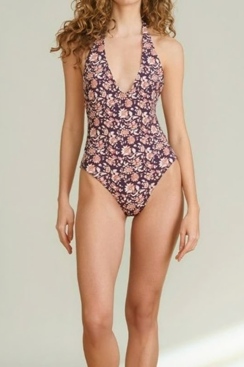 Veronica Beard Salis Printed Halte One-Piece Swimsuit