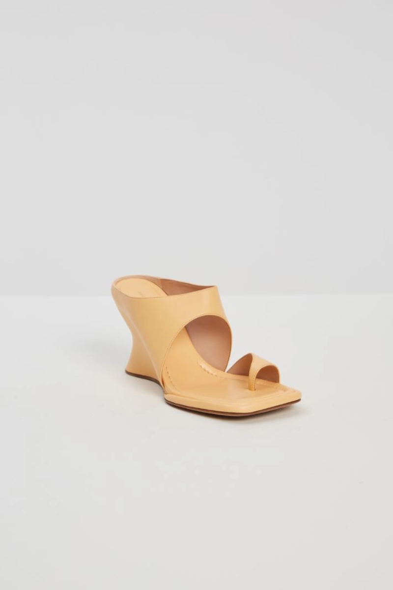 Sportmax Leather Wedge Flip Flops