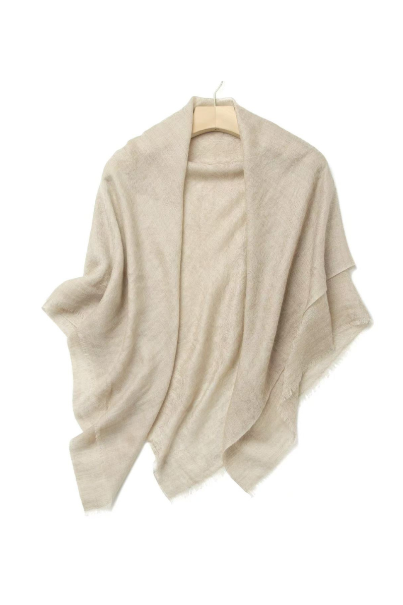 Max Simple Thistle Jacquard Cashmere Scarf Almond