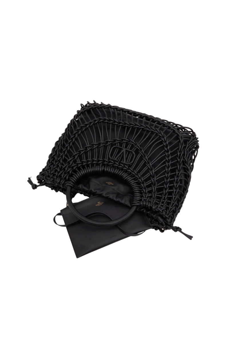 Valentino Garavani AllKnots Woven Leather Shopper bag in Nero