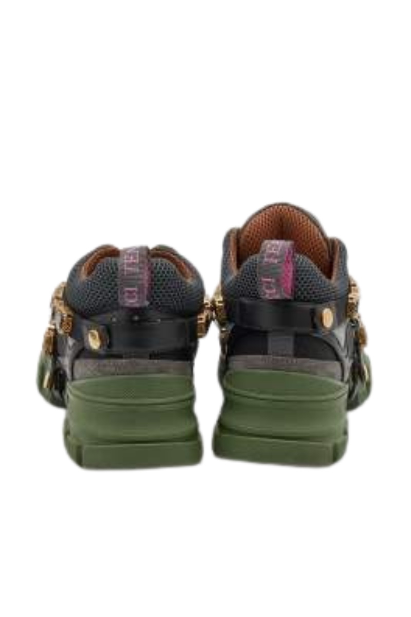 Gucci Women's Flashtrek Chunky Sneakers - Multicolor Mesh and Leather