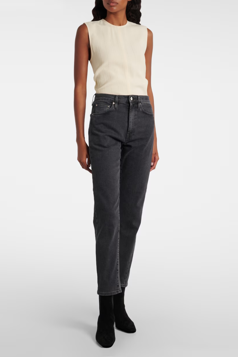 Toteme Vintage Fit Medium Rise Twisted Seam Denim Pants in Grey