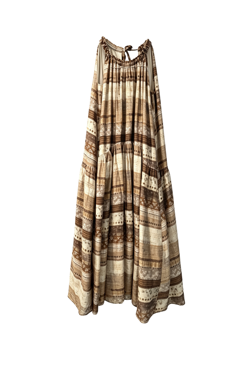 Max Simple Nomad Print Dress Brown MSIM263339B