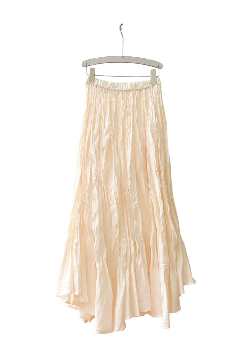 Max Simple Pleated Acetate A Line Skirt Peach Pink