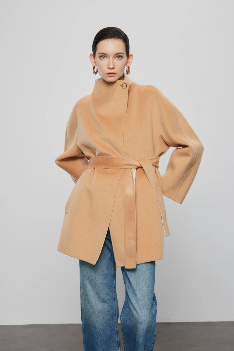 Max Simple 
Dual-Tone Oversized Coat-Camel And White