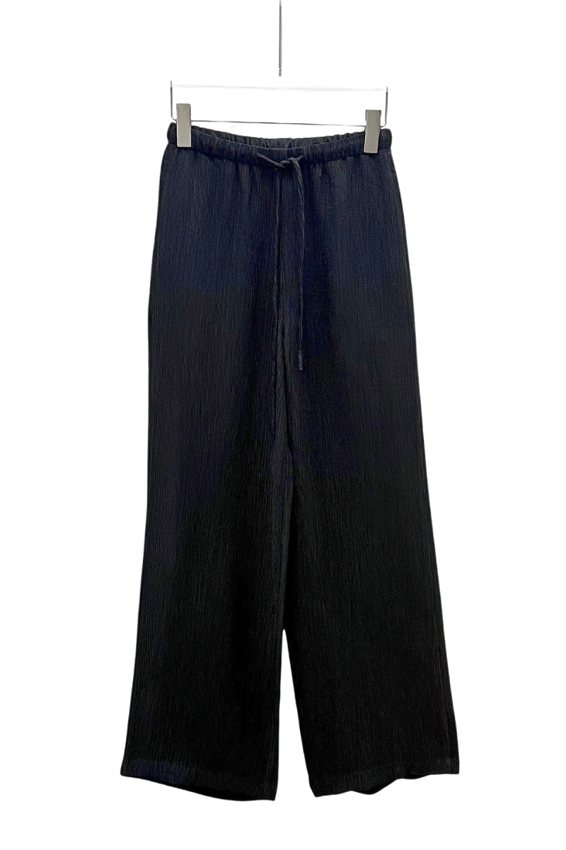 Max Simple Crinkled Drawstring Pants Black