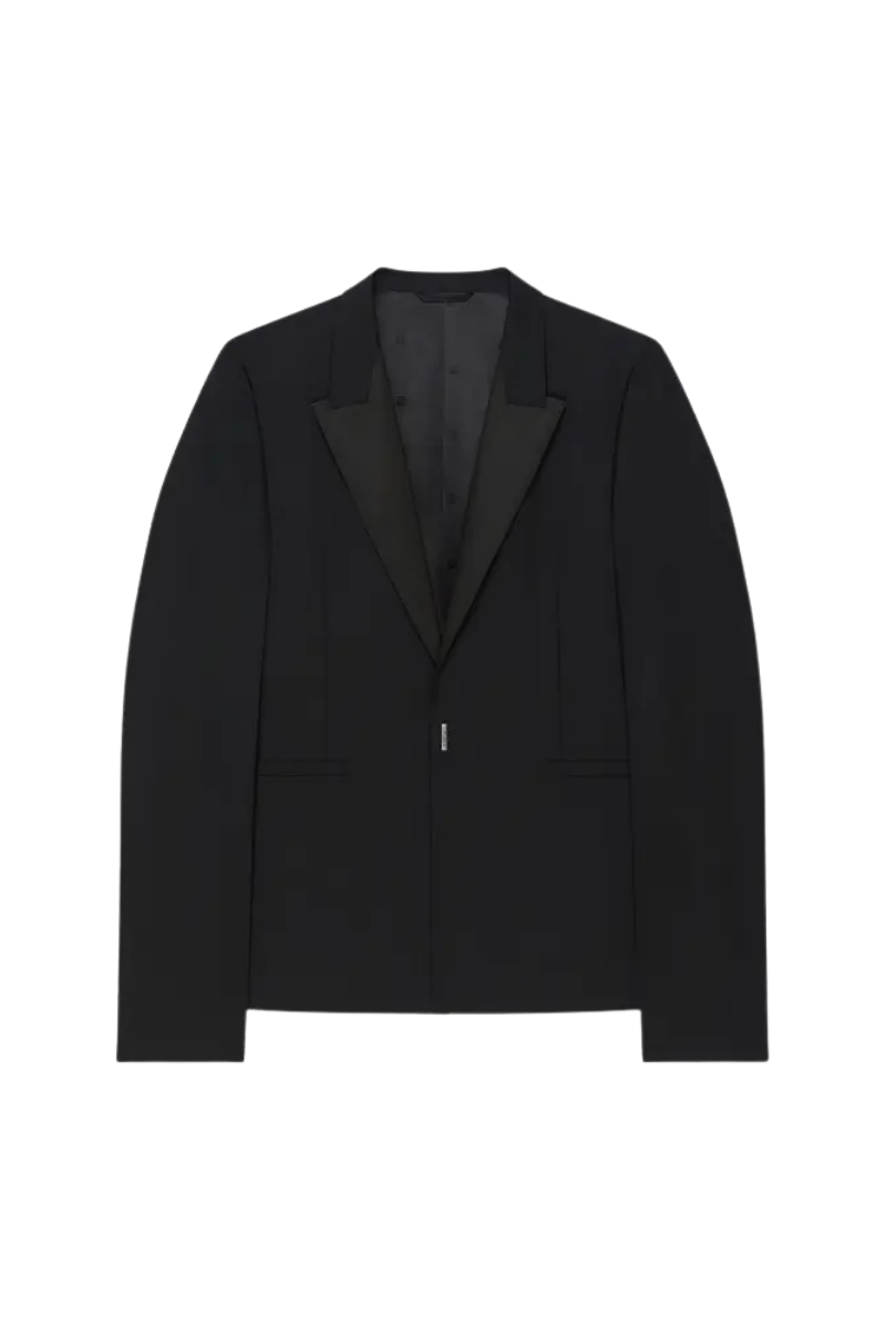Givenchy Slim Fit Jacket W/ Hook & Bar Satin Col-Black