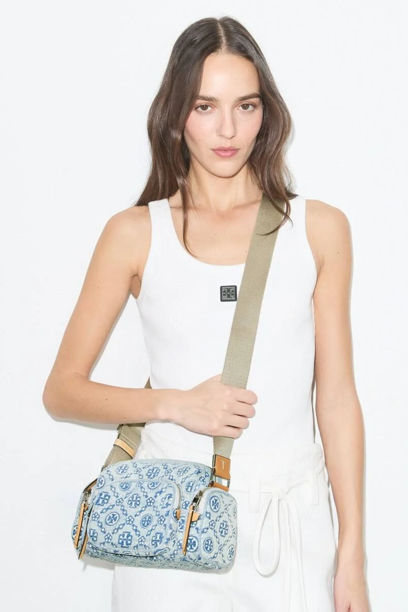 Tory Burch T Monogram Denim Pocket Crossbody Powder Blue 178825-400