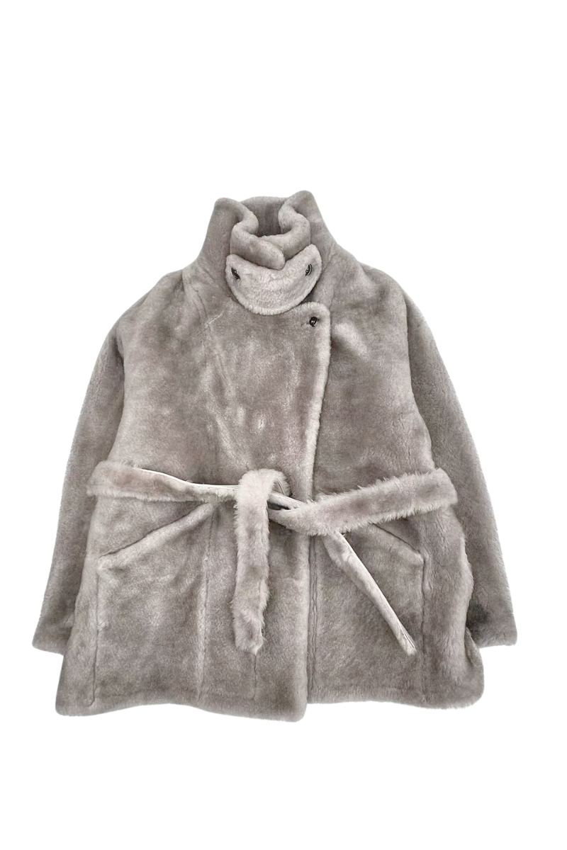 Max Simple  Shearling Jacket_Silver