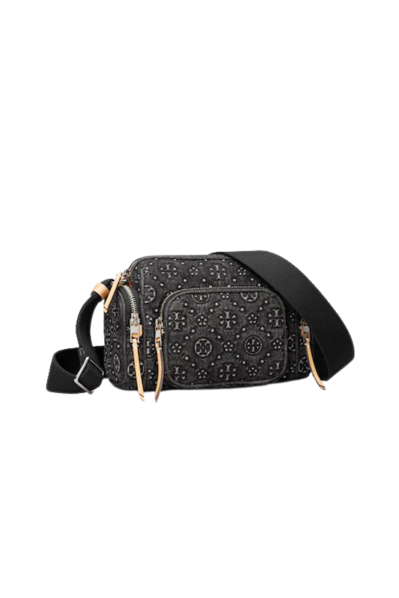 Tory Burch T Monogram Denim Pocket Crossbody Black 181396-001