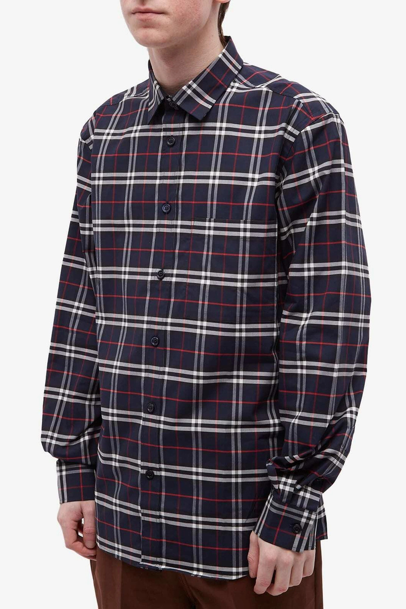 Burberry Men's Simpson Check Shirt - Navy/Red