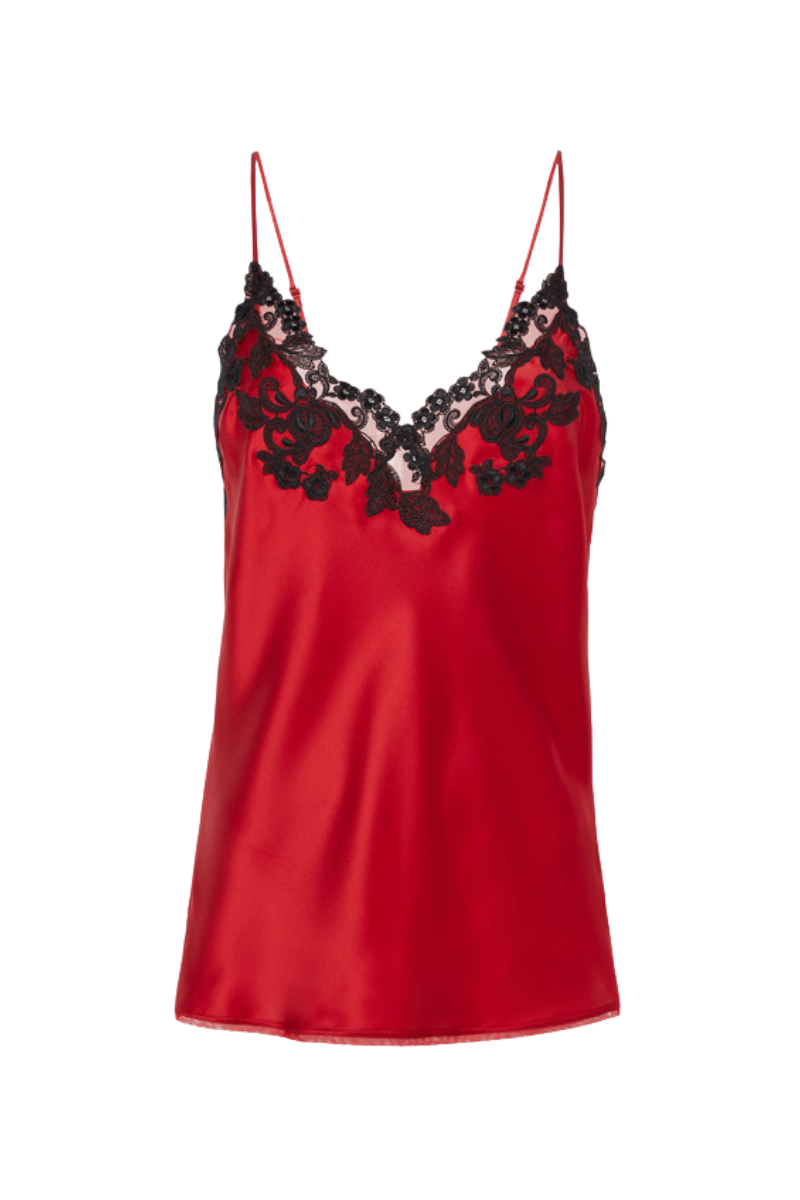 La Perla Maison Red Silk Camisole with Frastaglio