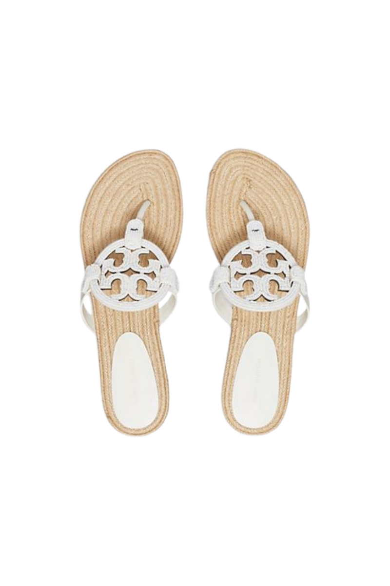 Tory Burch Miller Beaded Espadrille Beaded And Jute Cream 182322-101