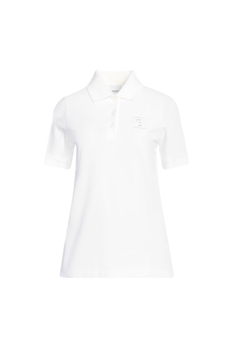 Burberry Women's Letter Graphic Cotton Pique Polo Shirt White