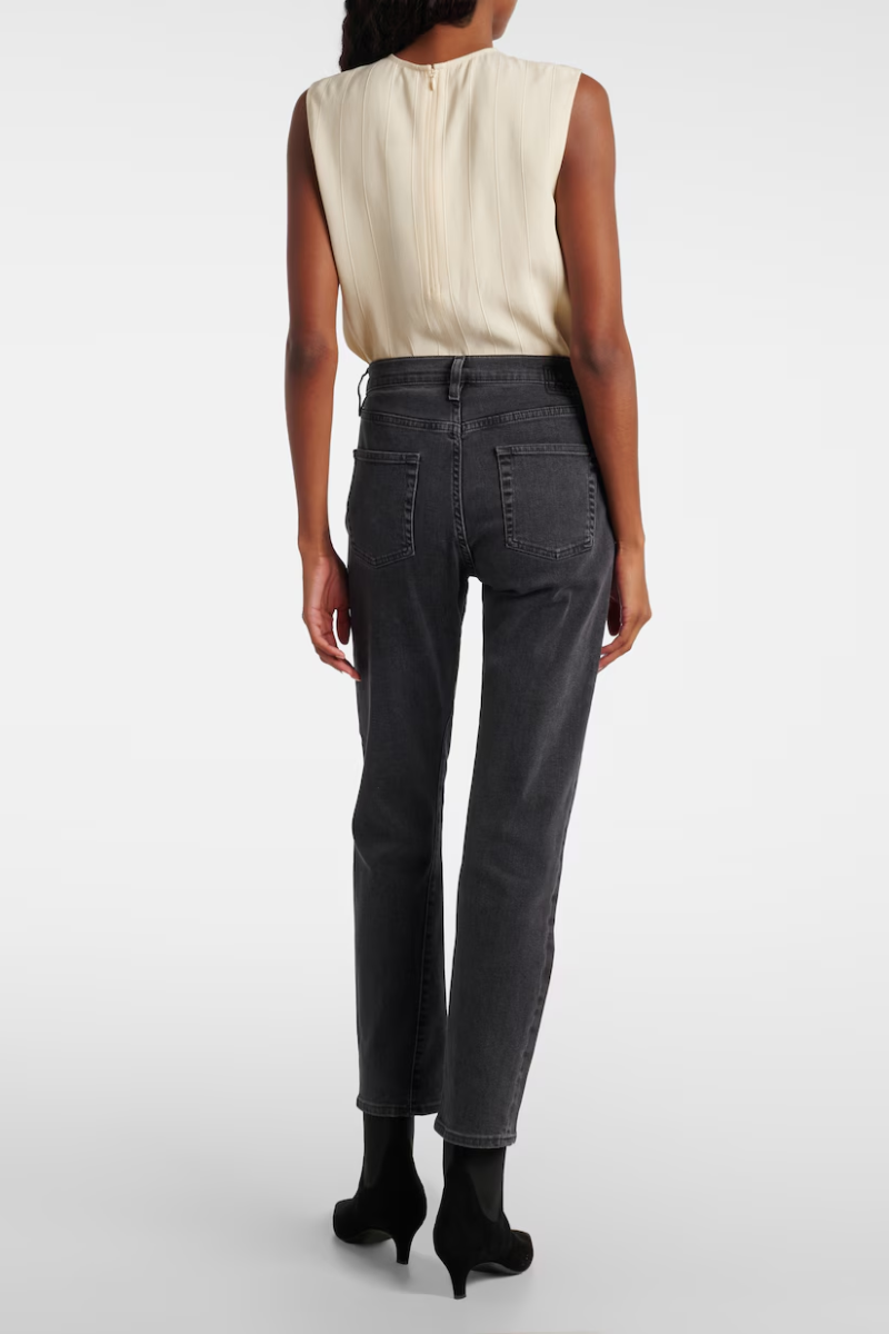 Toteme Vintage Fit Medium Rise Twisted Seam Denim Pants in Grey