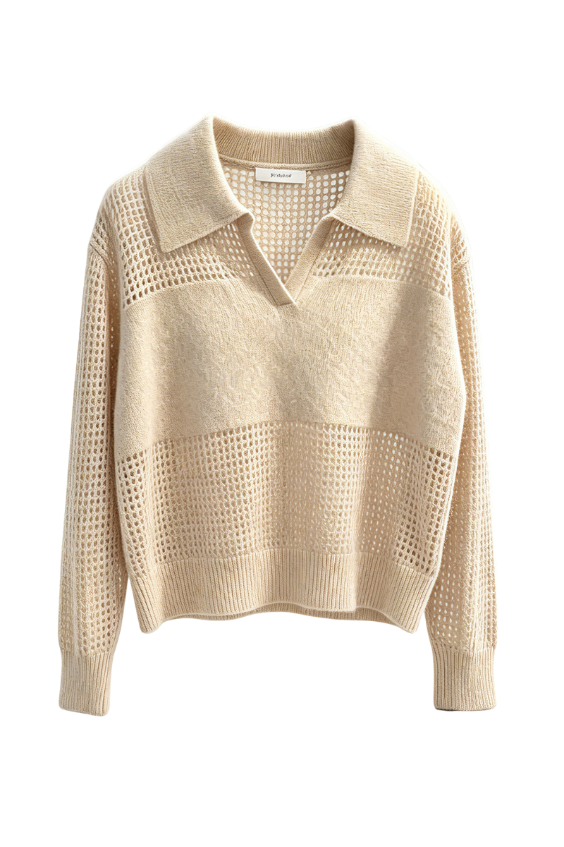 Max Simple Lurex-Openwork Polo Knit Gold MSYY265099G