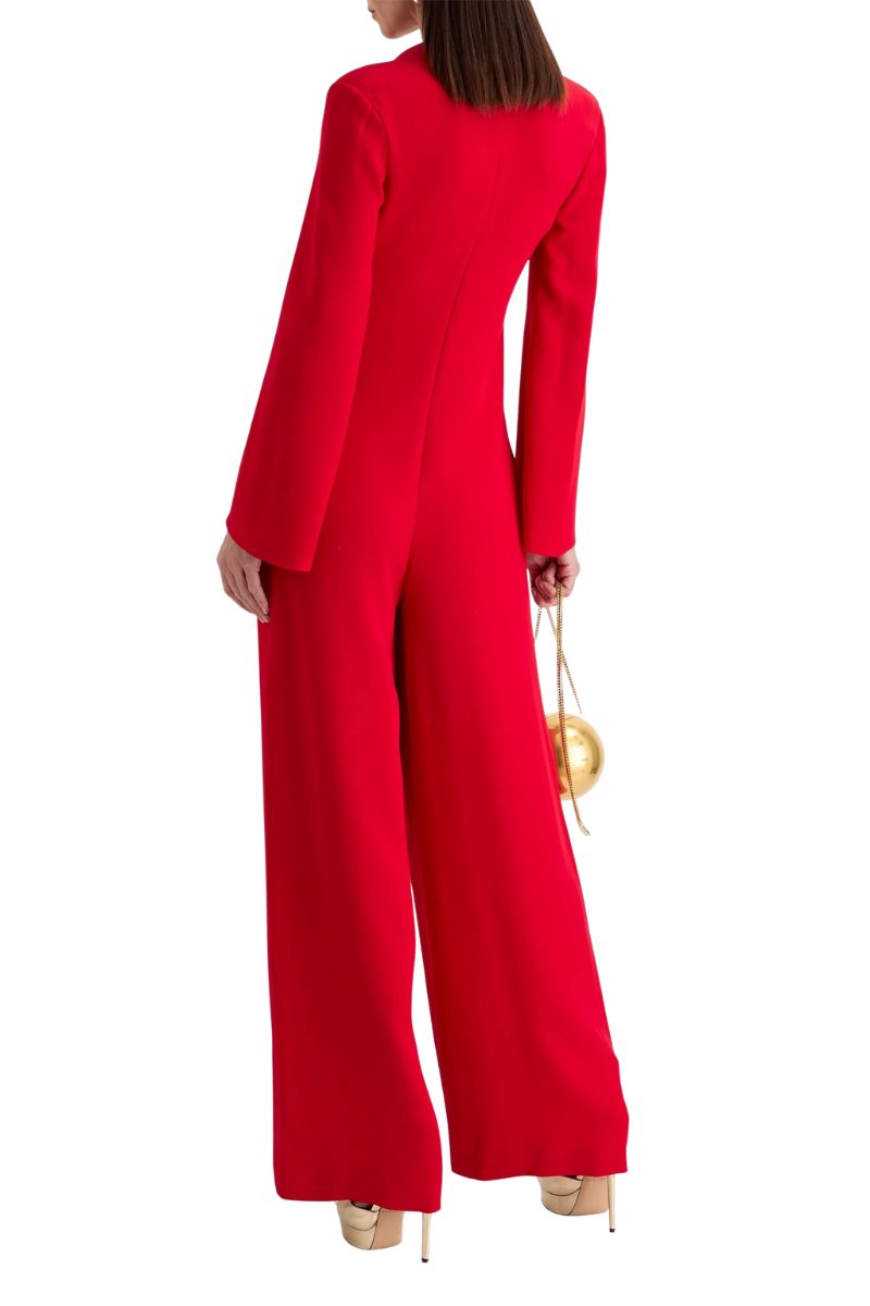 Valentino Embellished Silk-Crepe Wide-Leg Jumpsuit Rosso 1B3VE1X51MM_157