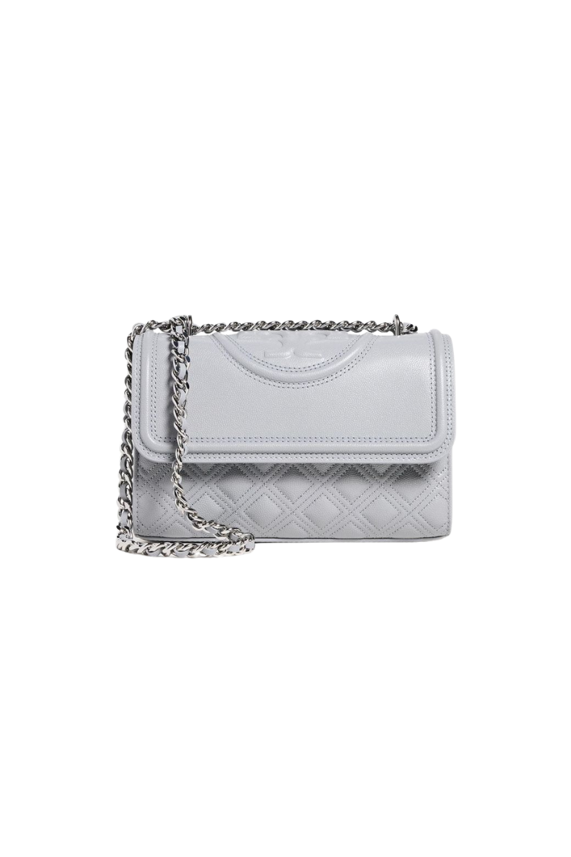 Tory Burch Fleming Caviar Small Convertible Shoulder Bag Slate 158435-400