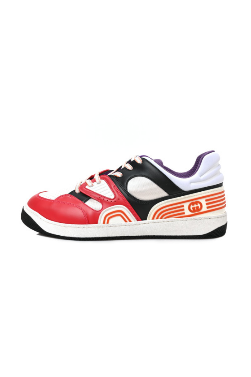 Gucci Demetra Men's Basket Low-Top Sneakers Deep Coral/Great White/Black
