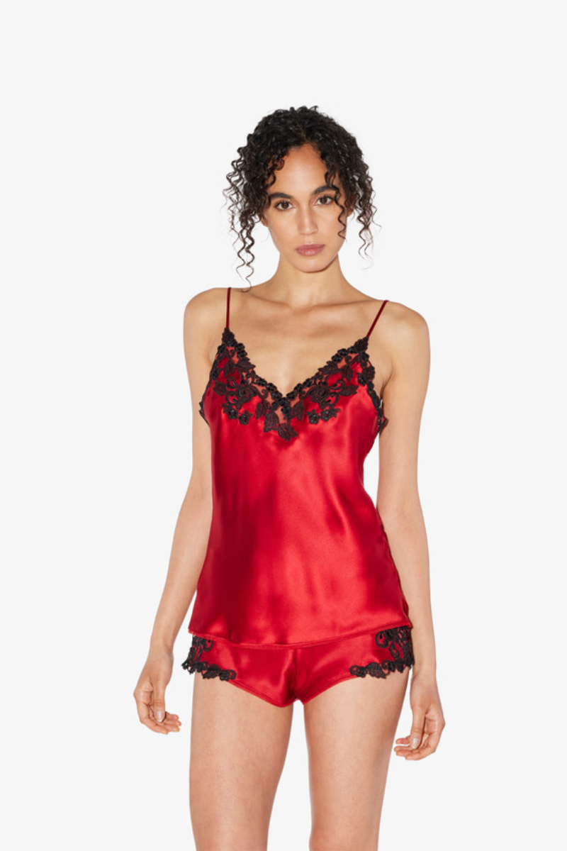 La Perla Maison Red Silk Camisole with Frastaglio
