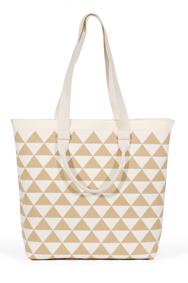 Max Simple Tote Bag-Beige/White