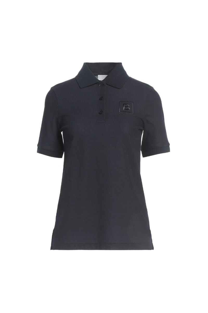 Burberry Women's Letter Graphic Cotton Pique Polo Shirt Navy