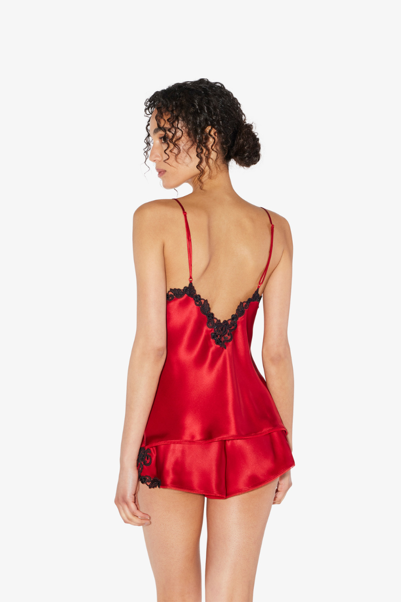 La Perla Maison Red Silk Camisole with Frastaglio