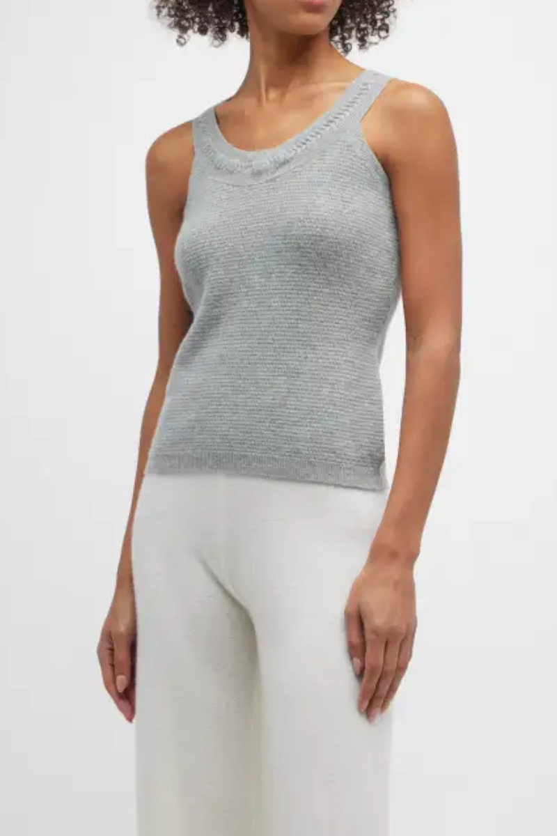 La Perla Braided Jewel Cashmere-Blend Tank In Grey