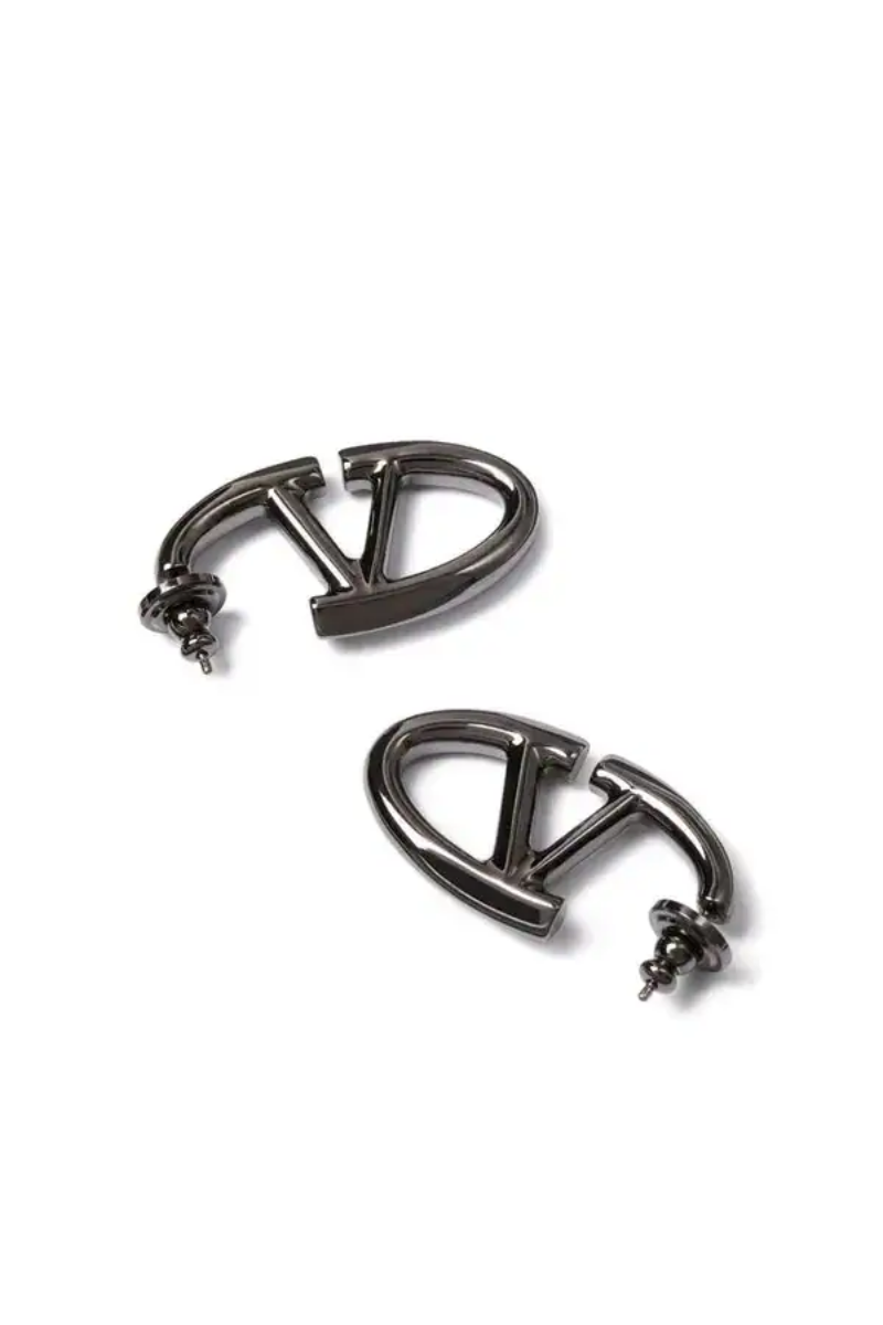 Valentino Garavani  Vlogo Bold Black-Tone Earrings