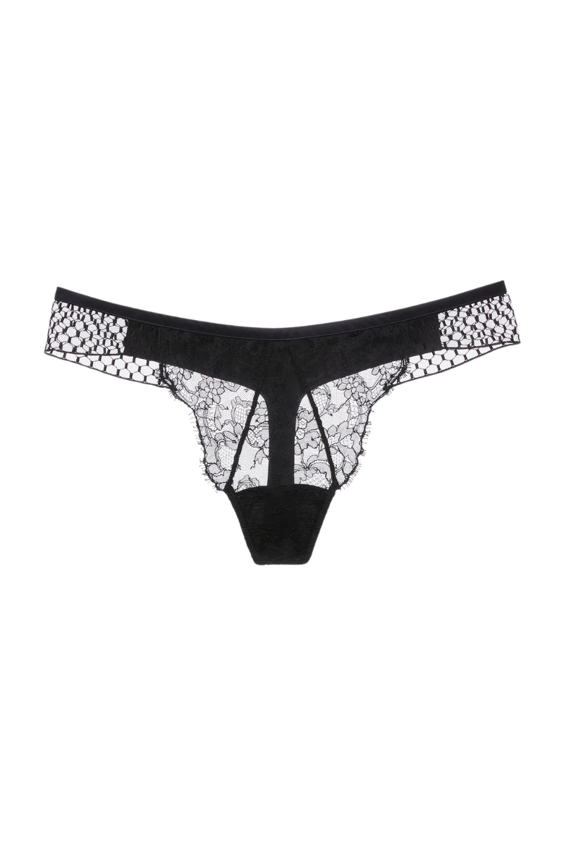 La perla Thong with Leavers Lace