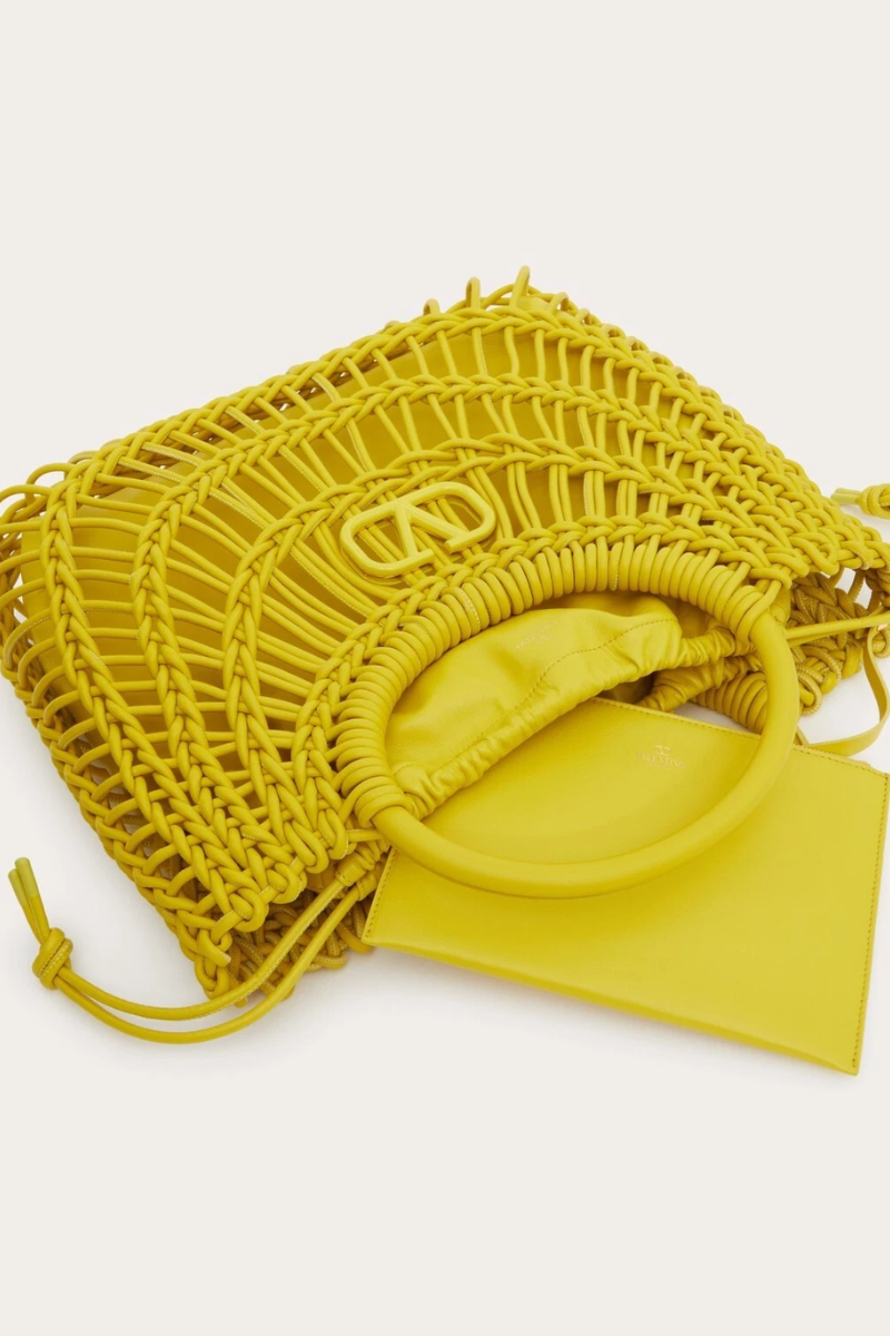 Valentino Garavani AllKnots Woven Leather Shopper bag in Cedar Yellow