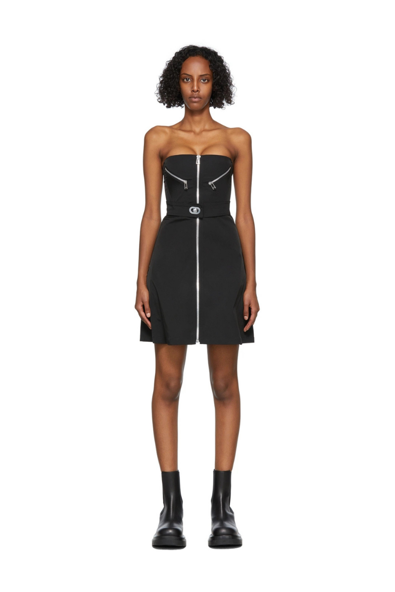 Bottega Veneta Women‘s Nylon-Blend Wrap Dress 666294 VO3U0 showcases minimalist design and sleek silhouette.