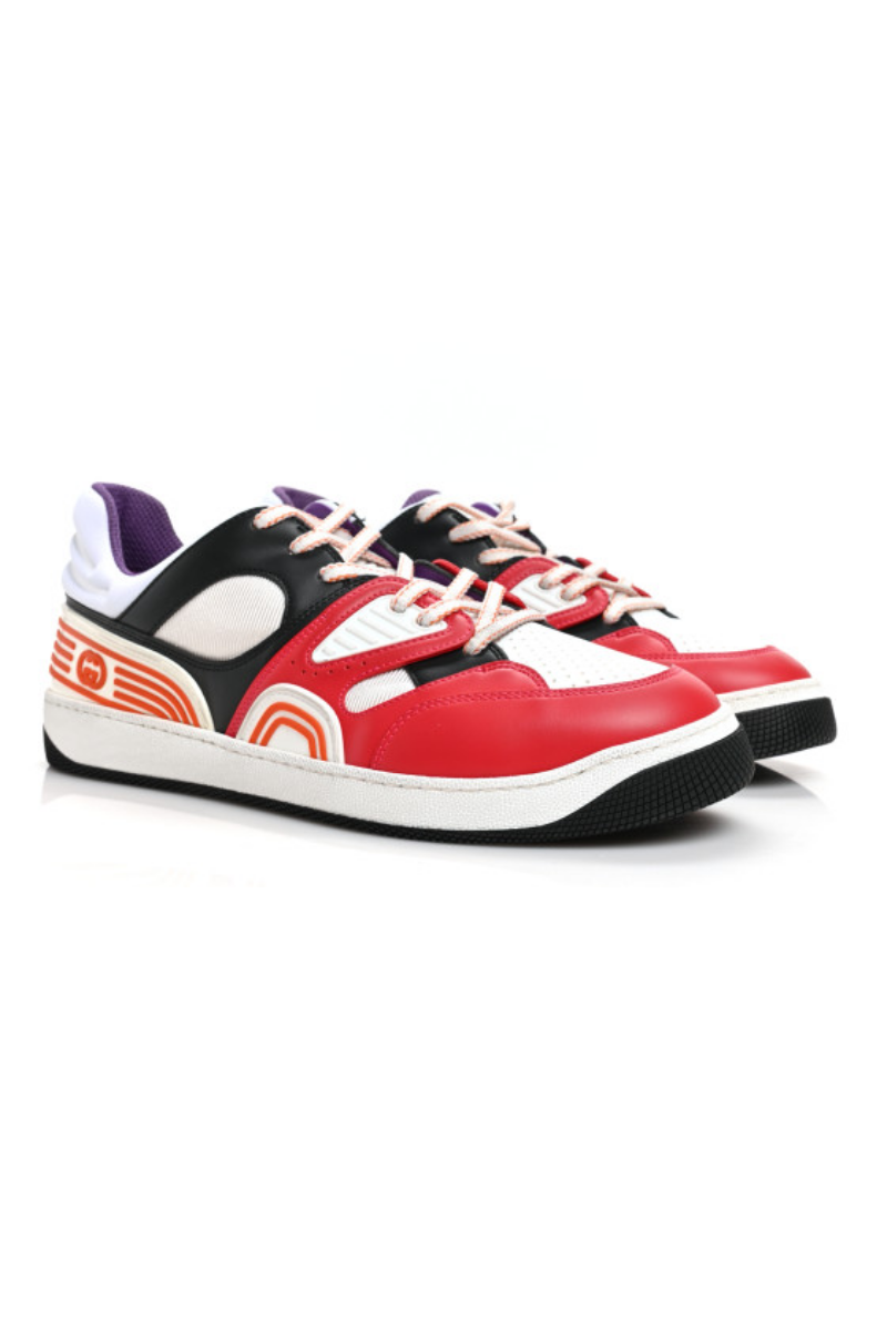 Gucci Demetra Men's Basket Low-Top Sneakers Deep Coral/Great White/Black