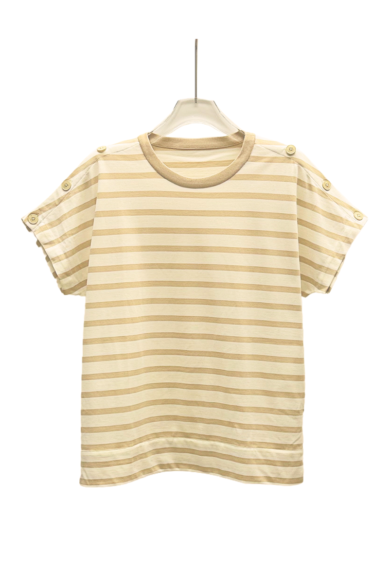 Max Simple Striped Cotton Tee Green
