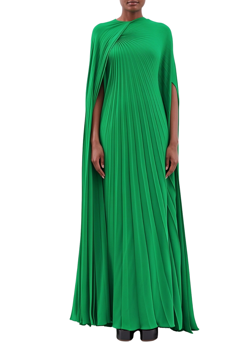 Valentino Pleated Silk-Georgette Dress Pure Green  2B0VDF201MH_Z42