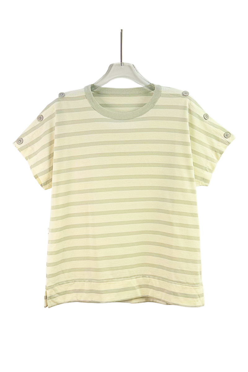Max Simple Striped Cotton Tee Beige