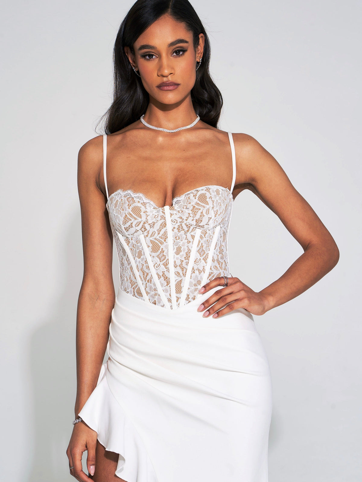 Junia White Lace Corset Maxi Dress (Archive Sale)