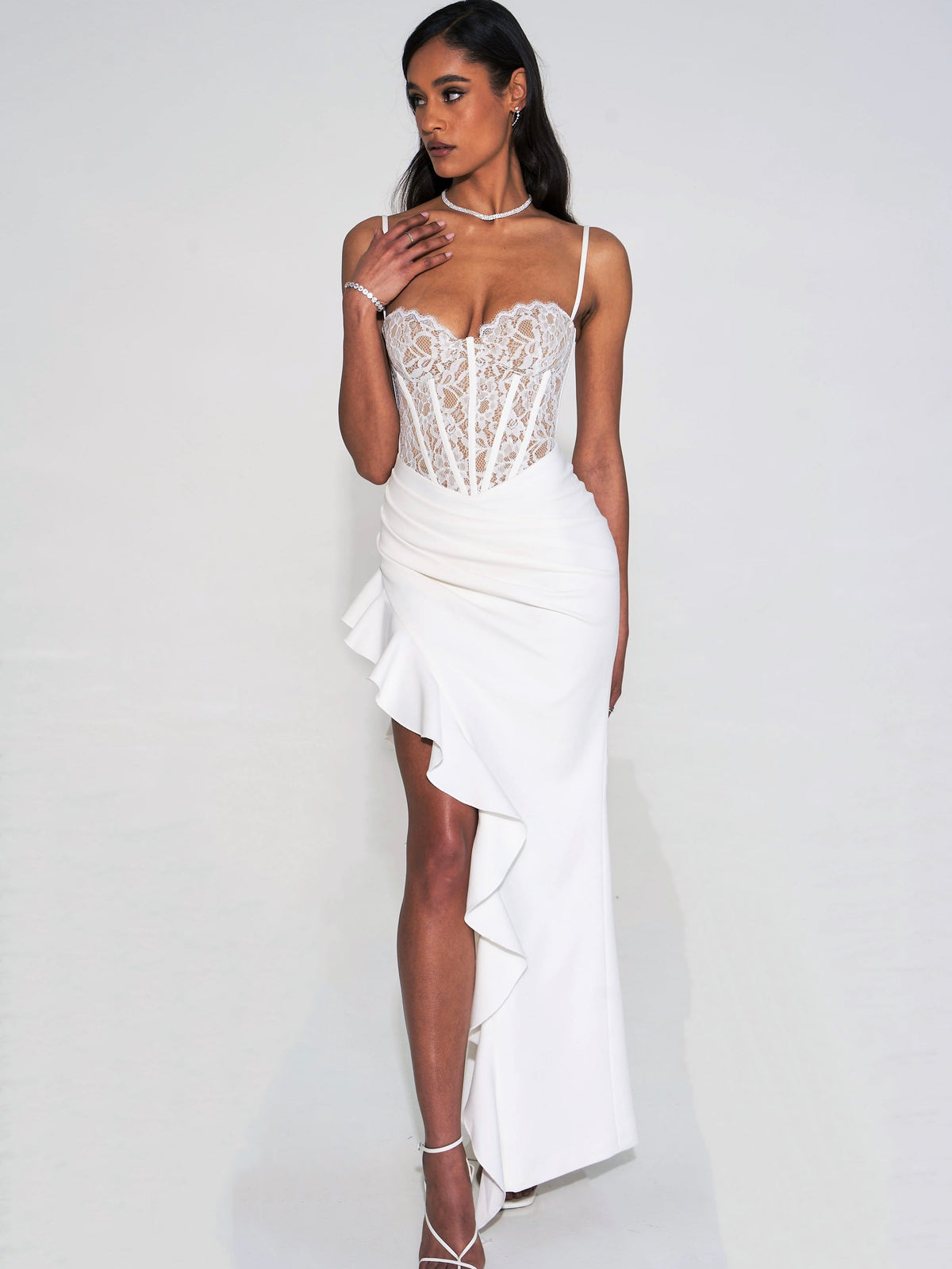 Junia White Lace Corset Maxi Dress (Archive Sale)