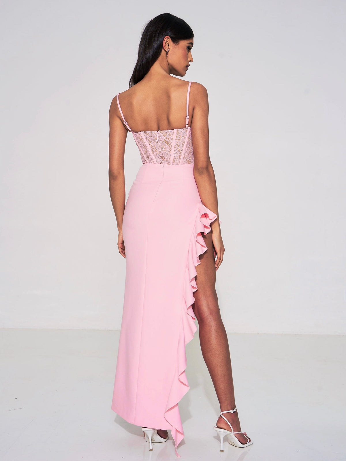 Junia Pink Lace Corset Maxi Dress (Archive Sale)