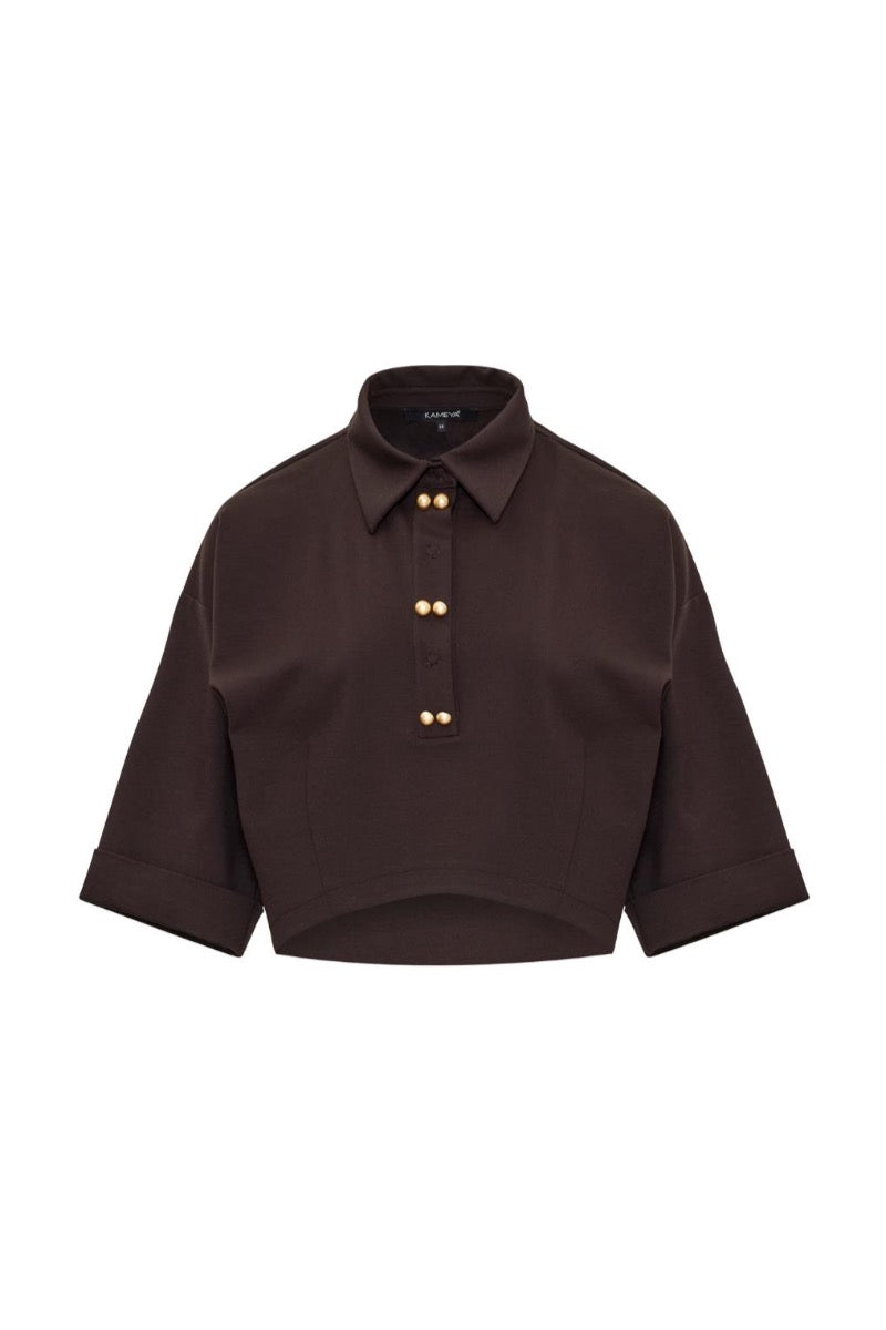 Kameya BLOUSE BROWN_25W10609