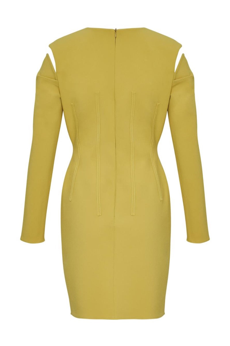 Kameya DRESS MUSTARD BLACK_25W40640