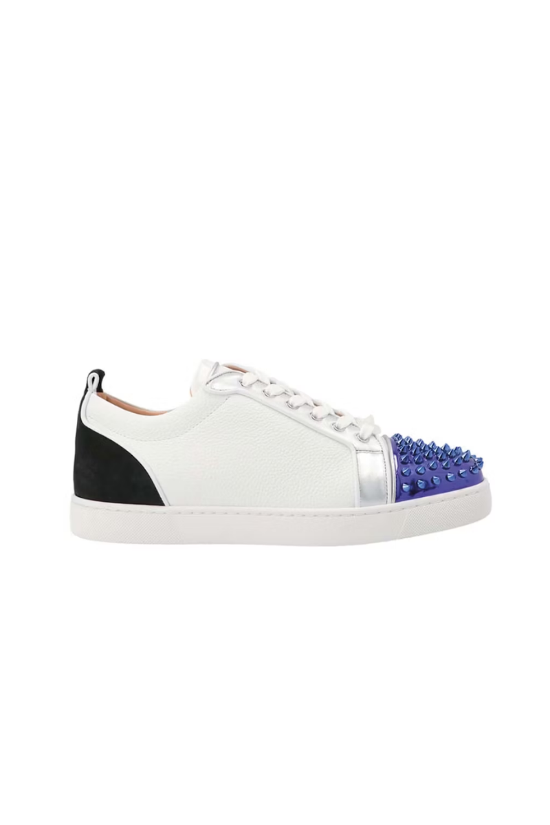 Christian Louboutin Grained Calfskin Patent Mens Louis Junior Spikes Orlato Flat Sneakers