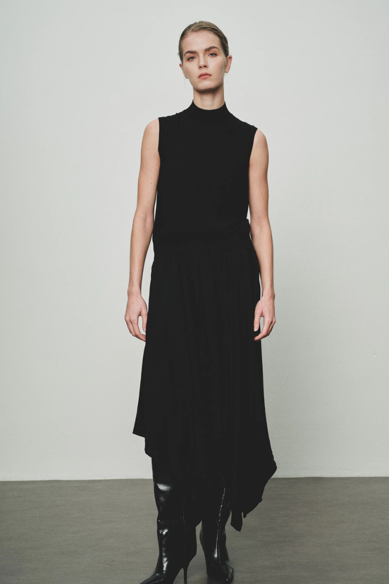 Max Simple Turtleneck Wool Vest Black MSBY263051B