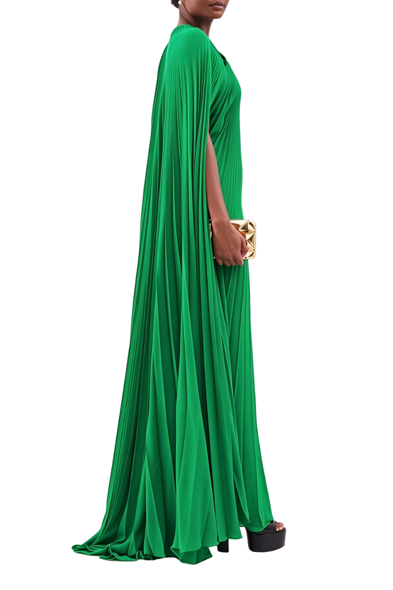 Valentino Pleated Silk-Georgette Dress Pure Green  2B0VDF201MH_Z42