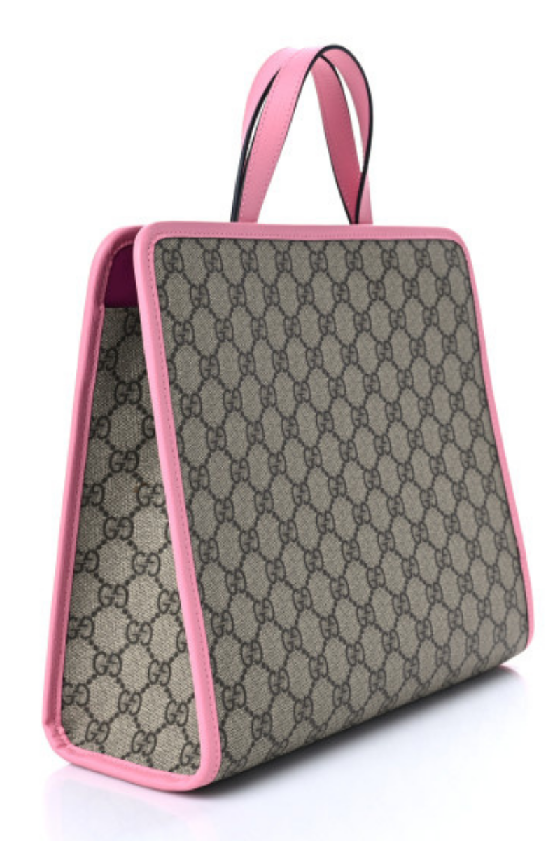 Gucci GG Supreme Monogram 3D Strawberries Children's Tote Beige Ebony Lotus Pink Fuxia Emerald