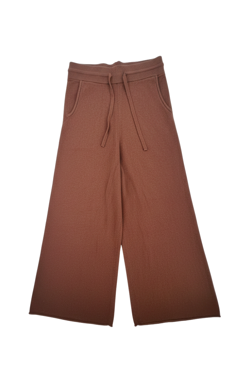Max Simple Wide-leg Wool Trousers _Coffee